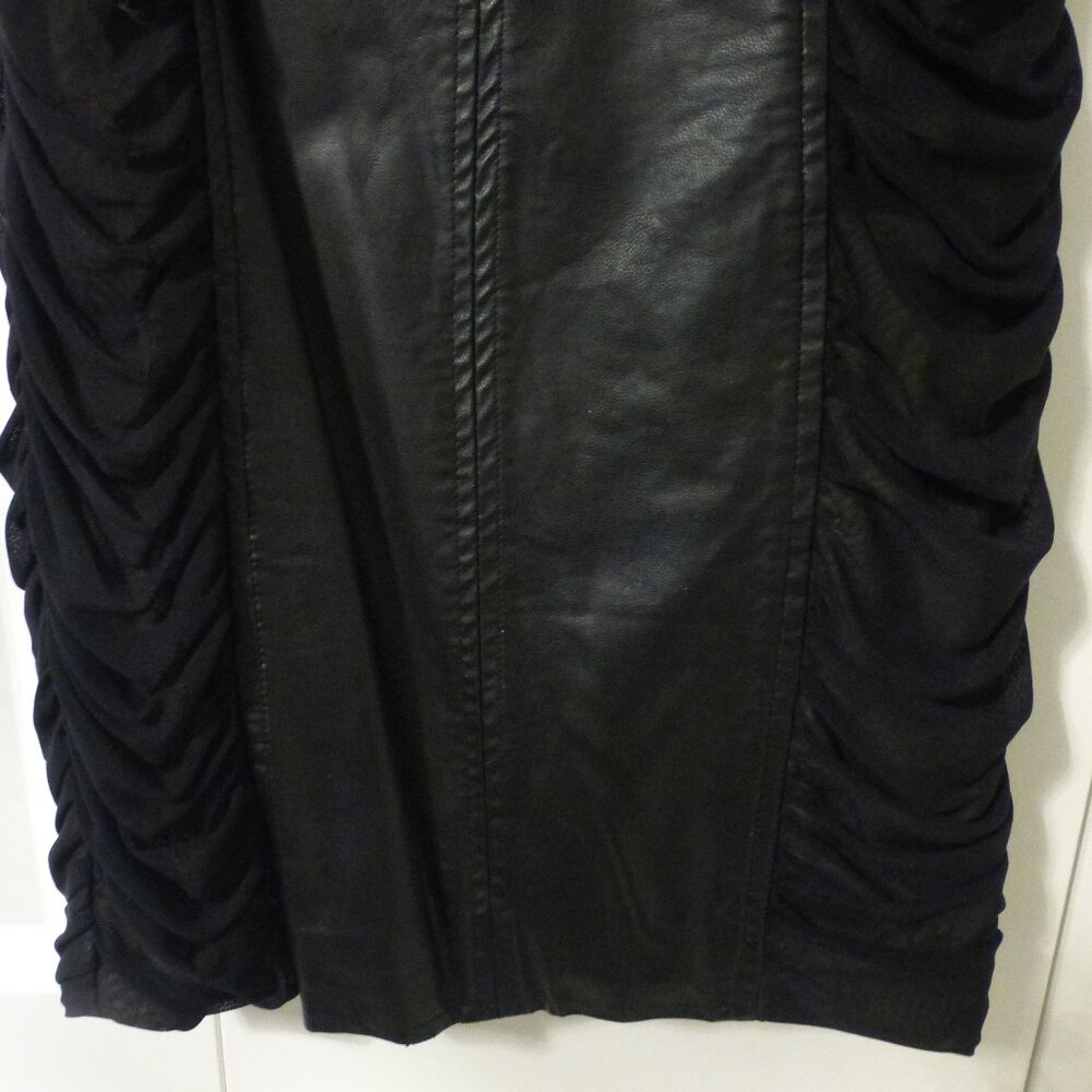 BEBE black ruched mesh and faux leather strapless tube dress - Picture 10 of 14